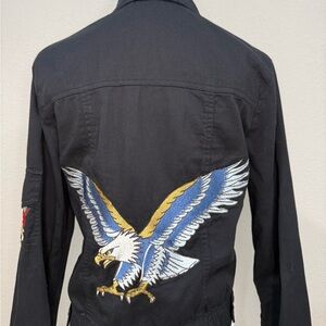 Black Johnny Was Embroidered Eagle Jacket